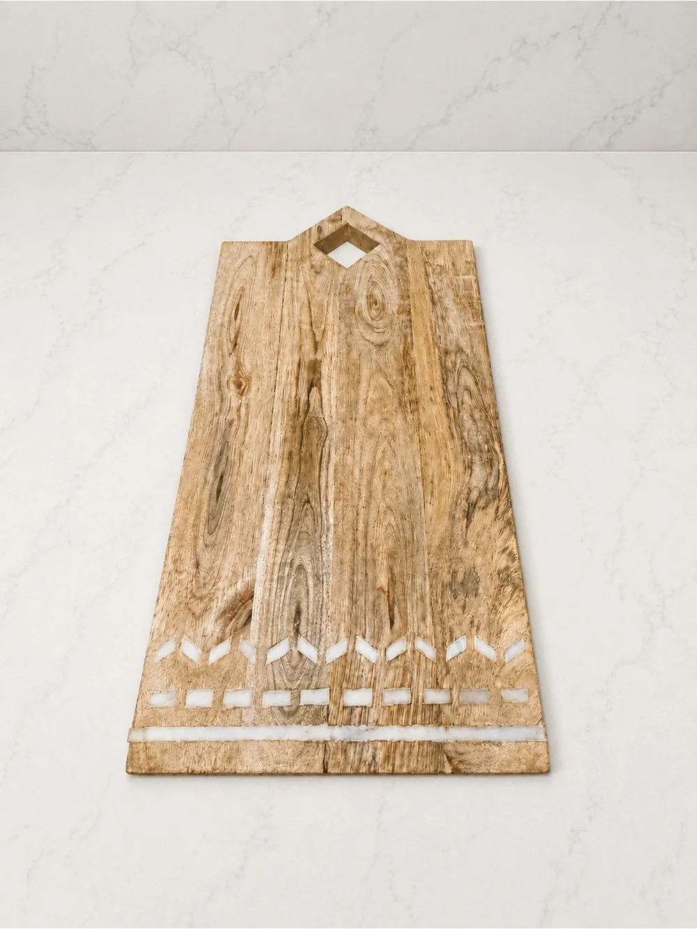 Natural Wood Serving Board with Inlay Accent